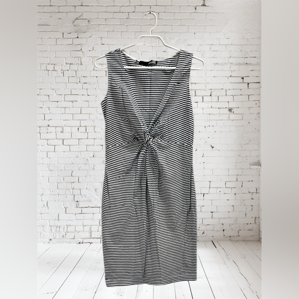 Love Moschino Front Twist Striped Cotton Dress